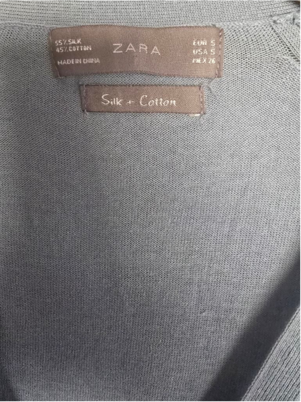 Women's ZARA Light Blue Silk Cotton Cardigan S - Picture 4 of 6
